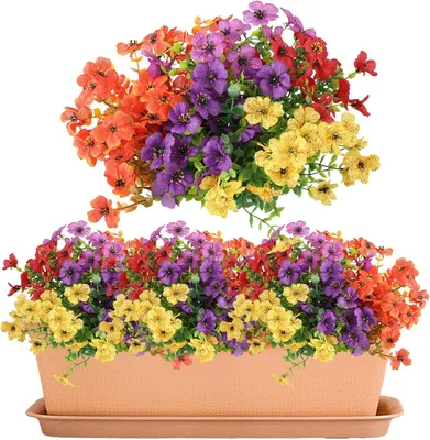 Imagen del producto de Juego de flores artificiales, flores sintéticas de colores, de 1 a 5 unidades, para jardín y decoración