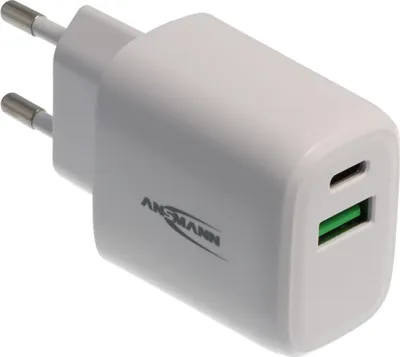 Zdjęcie produktu dla Ładowarka USB Ansmann HC218PD, port ładowania USB-A i USB-C, 20 W, biała