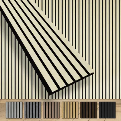 Zdjęcie produktu dla Panele akustyczne HEXIM, 280x30 cm, panele ścienne, duże, lameliowane, MDF, drewno, 0,85 m², XXL, naturalna okleina drewniana, grubość 21 mm, filc
