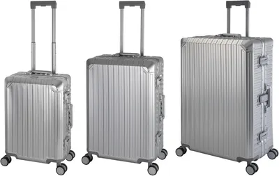 Produktbild von Travelhouse Tokyo Alu Reisekoffer  Reise Trolley 3er Set (Silber, Handgepäck, Mittlerer und Großer Koffer XL Set)