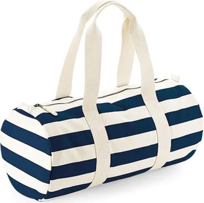 Image de Westford Mill W688 | Sac de sport Nautical Barrel Bag - Couleur : Natural/Navy - Taille : 50 x 25 x 25 cm