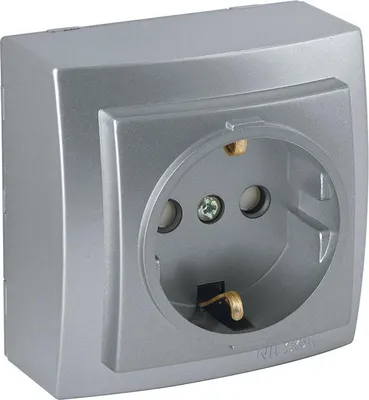 Produktbild von Steckdose m. Kindersicherung Silber Aluminium-Optik – Aufputz IP20 Innen – Themis