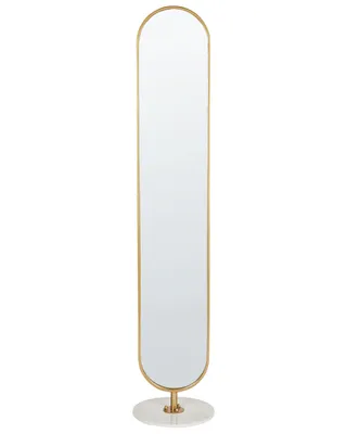 Produktbild von BELIANI Garderobenständer mit Spiegel Gold u. Weiß Metall Marmor 170 cm Modern Stilvoll Praktisch Freistehend 3 Haken Ablagen Kleiderständer für Flur