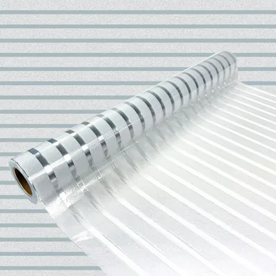 Produktbild von Statisch Fensterfolie 67x990 cm - Streifen - Statische Sichtschutzfolie ohne Kleber aus PVC - Selbsthaftende Glasfolie für Lichtdurchlass und Privatsphäre - Fensterfolie statisch haftend