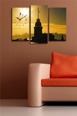 Produktbild von Opviq, 3PATCSMOR- CLA2666, Bunt, Wanduhren, 66 x 45 cm, 100% Wildleder -Leinwand