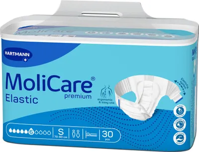 Productafbeelding van Molicare Premium Slip Elastisch, 6 druppels, maat Small - 1 pak met 30 inleggers
