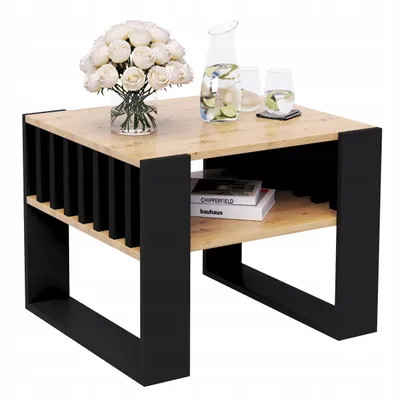 Produktbild von Couchtisch Mit Lamellen 55x55 ARTISAN/Schwarz Loft