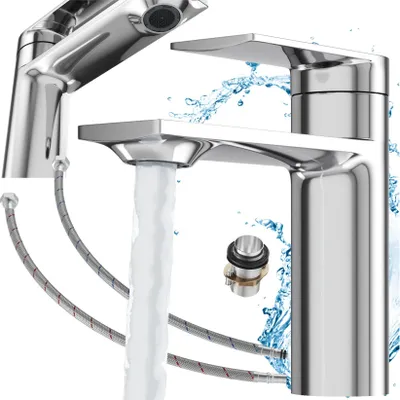 Produktbild von Granitan - Waschtischarmatur - Badarmatur Höhe 14,7 cm - Wasserhahn Chrom - Messing - CABO