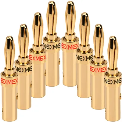 Produktbild von NEXMEX Bananenstecker 4mm schraubbar 8x Stecker vergoldet für Lautsprecherkabel