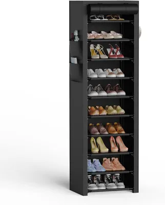 Schuhregal 10 Ebenen, 45x30x175 cm, für 20-22 Paar, mit Staubschutzhaube