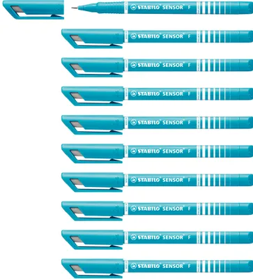 Produktbild von Fineliner mit gefederter Spitze - STABILO SENSOR F - fein - 10er Pack - türkis