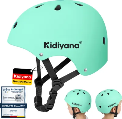 Produktbild von Kidiyana Kinder Fahrradhelm S (48–54 cm) in Grün – leichter, stoßdämpfender Sporthelm für 2–6 Jahre, verstellbar, Ideal für Fahrrad, Roller, Scooter