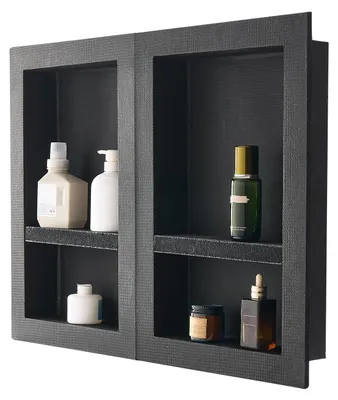 Immagine prodotto di Nicchia doccia VEVOR, 40,6 x 61 cm + nicchia 40,6 x 61 cm, spessore 10,2 cm, moderno organizzatore di sapone e shampoo, nero, per bagno doccia