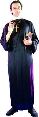 Produktbild von Priester-Herrenkostüm für Karneval schwarz-weiss M / L