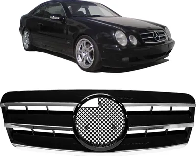 Productafbeelding van Mercedes CLK W208 C208 A208, zwarte glanzgrille met chromen accenten, geschikt voor modellen van 1997-2003