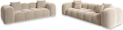 Produktbild von Samtstoff 3-2-Sitzer Sofa Set Valora Creme