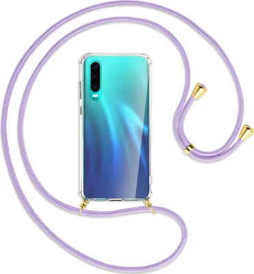 Produktbild von Handykette Backcover-Schutzhülle mit Band (Metall goldfarben) für Huawei P30 - violett