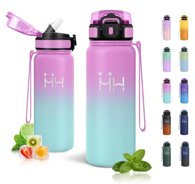Obrázek produktu pro JAPORIA, nerezová láhev na pití, 750 ml, s brčkem, bez BPA, zelená