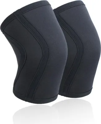 Produktbild von INF Schwarze Neopren 7mm Kniebandagen für Gewichtheben & Kniebeugen (Paar) XL