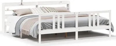 Produktbild von Bettgestell mit Kopfteil ohne Matratze Weiß 200x200 cm