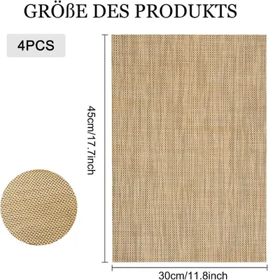 Set aus 4 rutschfesten Platzdeckchen, 45 x 30 cm, waschbar, hitzebeständig, ideal für Küche und Esstisch, langlebig und