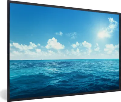 Produktbild von MuchoWow® MuchoWow® Gerahmtes Poster Meer - Himmel - Sonne 90x60 cm - Poster mit zchwarzem Bilderrahmen - Fotorahmen - Foto-Plakat