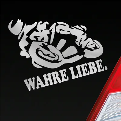 Produktbild von Auto Aufkleber Motorrad Wahre Liebe Moped Bike Mopped JDM 12x10 cm Silber Sticker Heckscheibenaufkleber