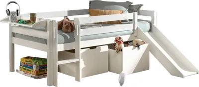 Produktbild von Kojenbett mit Rutsche Karolina 208x175x83 Massivholz Weiß
