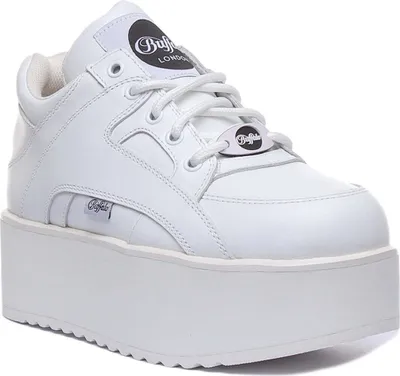 Produktbild von Buffalo 1533068 Damen Plateau Sneakers aus geschnürtem Leder Weiß – undefined / Weiß