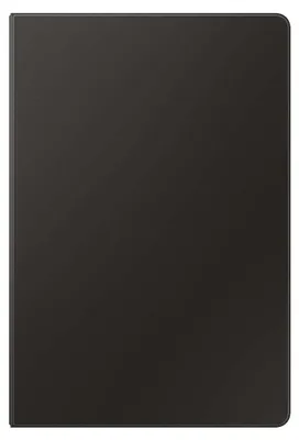 A plain, dark background with a black object in the center.