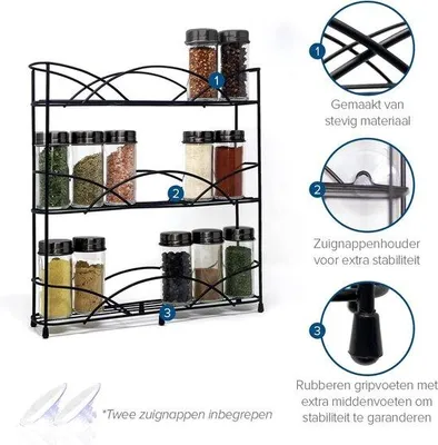 Immagine prodotto di Scaffale portaspezie da appoggio per 21 vasetti con 2 ventose