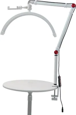 Zdjęcie produktu dla Andoer HD-M3X Pro 16-calowa biurkowa lampa wideo LED, półksiężycowe światło wypełniające, 3000 K-6000 K, ściemnianie z zaciskiem C, mocowanie stołowe, metalowy statyw oświetleniowy do salonu kosmetycznego, makijażu, transmisji na żywo, lampka nocna