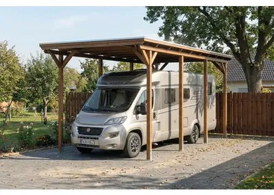 Produktbild von Carport für Wohnmobil, Einzelcarport SKAN HOLZ Emsland inkl. Pfostenanker 402 x 846 cm nussbaum