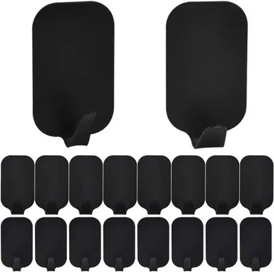 Produktbild von Famanu Selbstklebende Haken Set (16 Stück) - Edelstahl Wandhaken Schwarz für Küche und Badezimmer