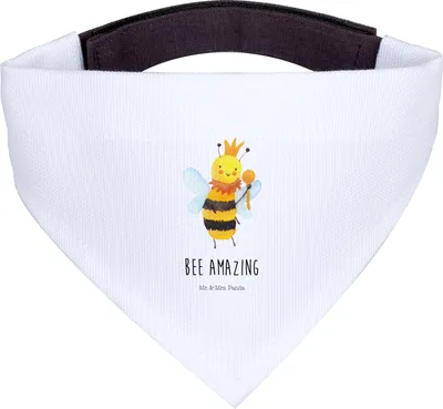 Produktbild von Mr. & Mrs. Panda Tuch Biene König - Weiß - Geschenk, Dreieckstuch für Hunde, Schal, Halstuch, Hundehalstuch, Hund