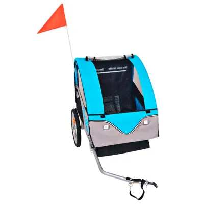 Immagine prodotto di vidaXL Rimorchio per biciclette grigio e blu 30 kg