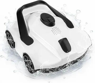 Produktbild von Poolroboter Sauger - Kabelloser Poolreiniger - 130 Min Laufzeit - 5200 mAh Akku - Selbstparkend - Für Becken bis 80 m² - Weiß