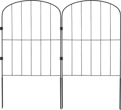 Zdjęcie produktu dla Ogrodzenie ogrodowe SucceBuy, 61 x 3,3 m, bariera dla zwierząt, metalowe ogrodzenie dla psów z odstępem między kolcami 5,1 cm, dekoracyjne ogrodzenie na podwórko i patio, opakowanie 10 szt