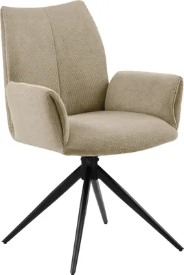 Produktbild von LC Home Drehstuhl Esszimmerstuhl Monti Webstoff creme Polsterstuhl mit Armlehnen und Autoreturn