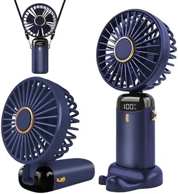 Produktbild von Handventilator, Tragbarer Mini Ventilator, Wiederaufladbar, Kleiner Taschenventilator Mit 5 Geschwindigkeitsstufen, Faltbarer USB-Ventilator für Büro