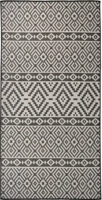 Produktbild von Outdoor-Teppich Flachgewebe 100x200 cm Schwarz Gestreift