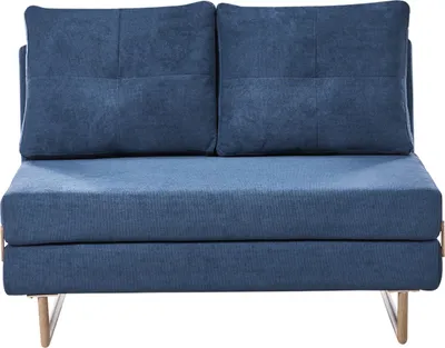 Produktbild von BELIANI Schlafsofa Blau Stoff 2-Sitzer mit Schlaffunktion Verstellbare Rückenlehne Kissen Klappsofa für Gästezimmer