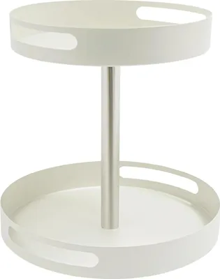 Immagine prodotto di Scaffale per spezie - Organizer da cucina a 2 ripiani - Ruotabile a 360° - Acciaio verniciato - Altezza 35 cm - Ø 25 cm ripiano superiore - Portata 7,5 kg - Nero