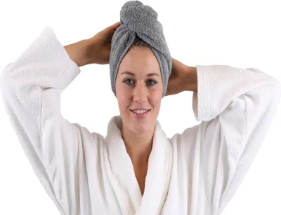 Produktbild von Betz Frottee Haarturban Turban 100% Baumwolle – Farbe: grau