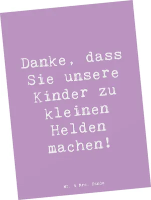Produktbild von Mr. & Mrs. Panda Postkarte Spruch Erzieher Heldenmacher - Lavendeltraum - Geschenk, Postkarten, Ansichtskarten, Wertschätzung, Danke sagen, Grußkarte, einzelkarte
