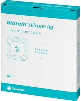 Zdjęcie produktu dla Biatain Opatrunek z pianki silikonowej Ag 12,5x12,5 cm 5 szt