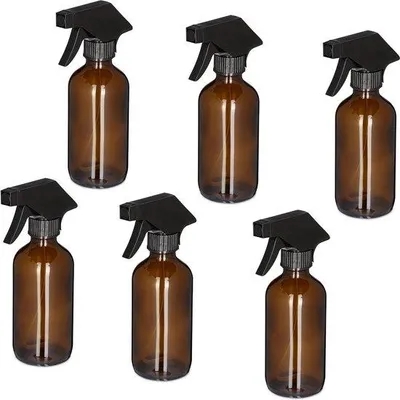 Produktbild von Gartenschlauch-Set aus 6 - 230 ml Glas - Sprüh- und Strahlwasserschlauch - Haarpflege- und Pflanzenspray - Braun