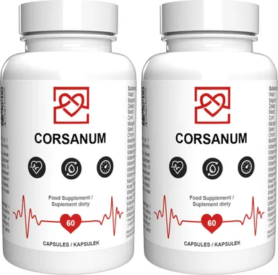 Obrázok produktu pre Corsanum – 120 kapsúl (2x60) s vysokým obsahom – originálny recept zo Švajčiarska – vegánsky a rastlinný s vitamínmi a minerálmi – balenie po 2 kusoch