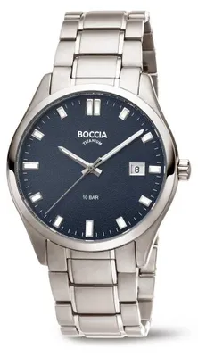 Produktbild von Boccia Herren Armbanduhr Classic 3669-04 Reintitan mit dunkelblauem Zifferblatt