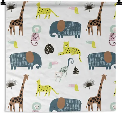Produktbild von MuchoWow® Wandteppich Wandbehang Dschungel - Tiere - Affe 150x150 cm Tapisserie Dekoration Wandtuch - Wohnaccessoires - Modernes